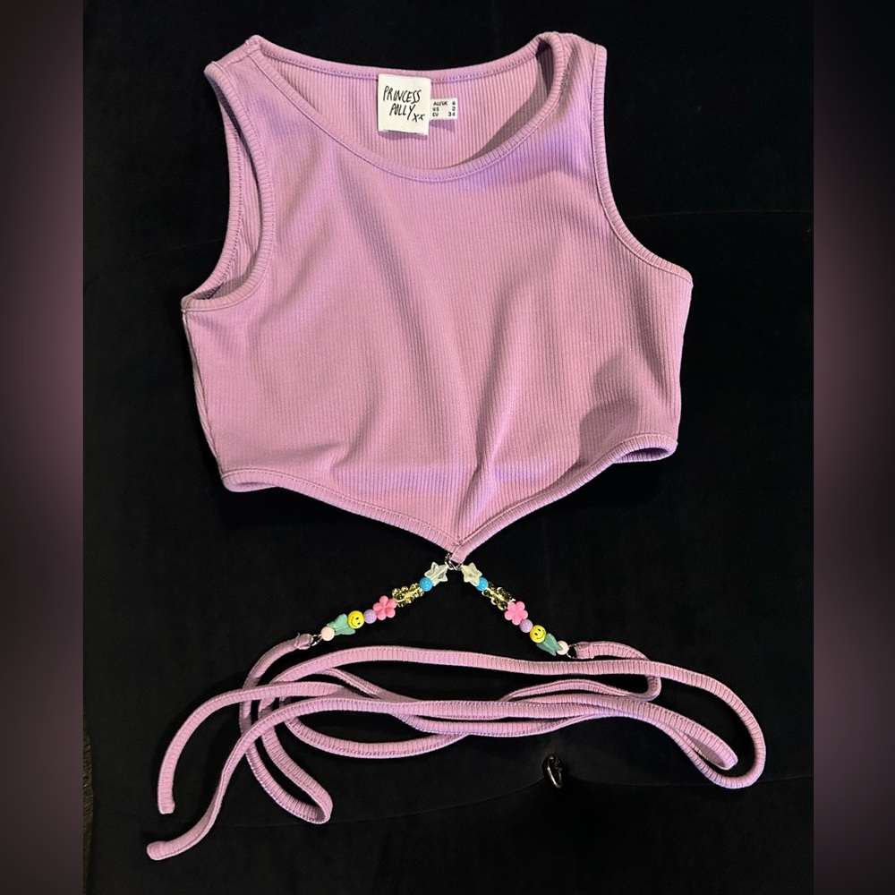Princess Polly Lavender Ribbed Top